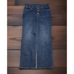 J. Crew Jeans Full Length Wide Leg Button Fly Medium Wash Mid Rise Curvy Size 27